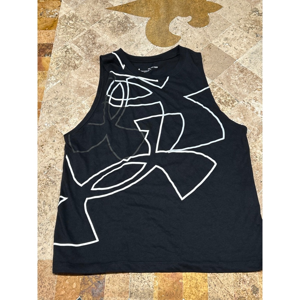 Under Armour Womens XS Black Graphic Muscle Tank Top Loose Fit 1370751